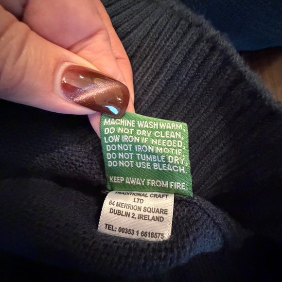 Notre Dame Blue Cardigan Full Zip Sweater, Embroidered, High Neck, Size 2XL - Picture 10 of 10